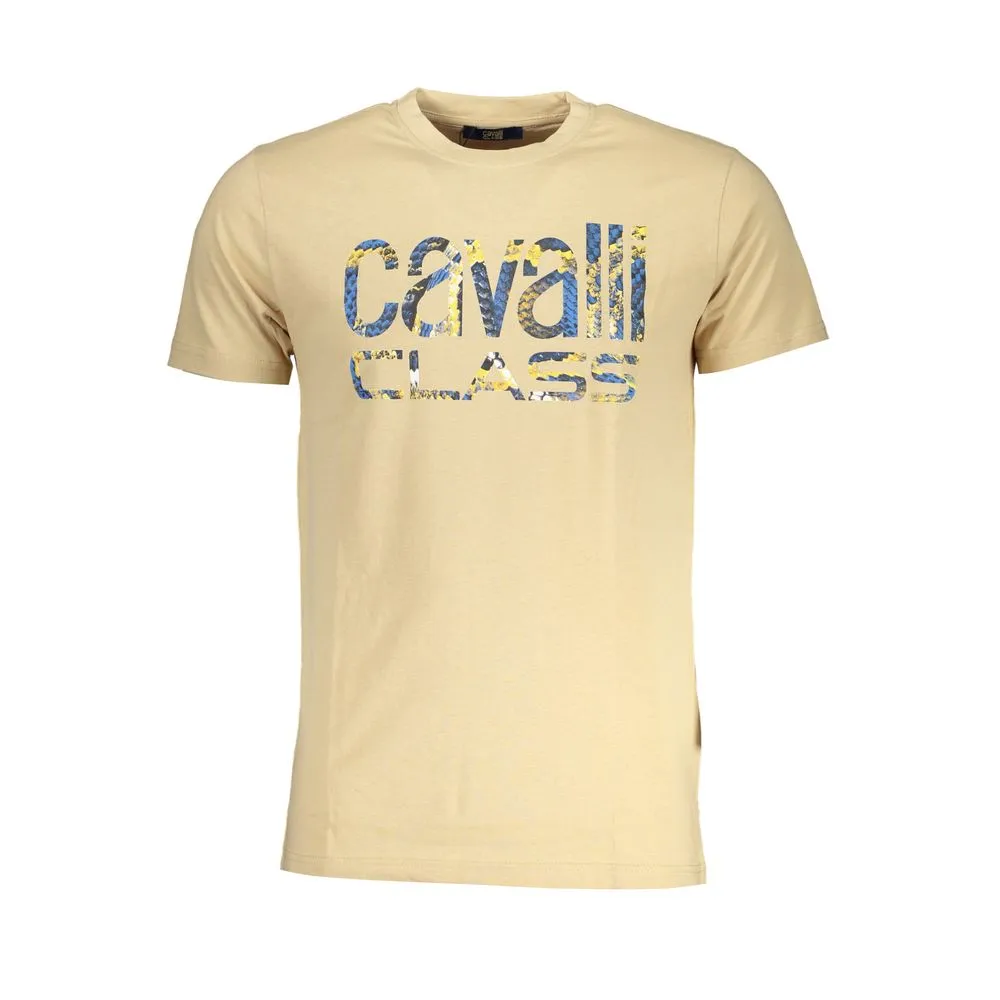 Cavalli Class Men's Beige Cotton T-Shirt