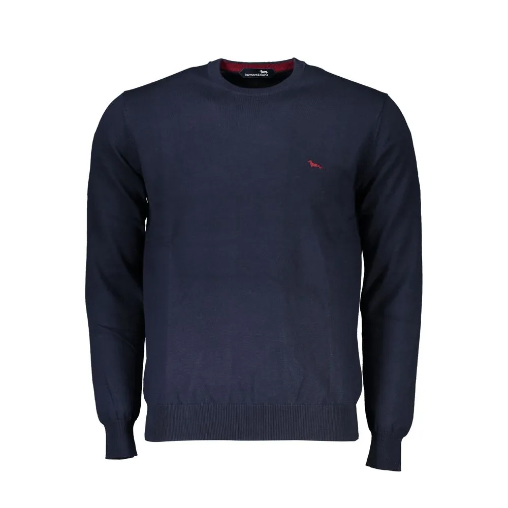 Harmont & Blaine Men's Crew Neck Embroidered Blue Sweater