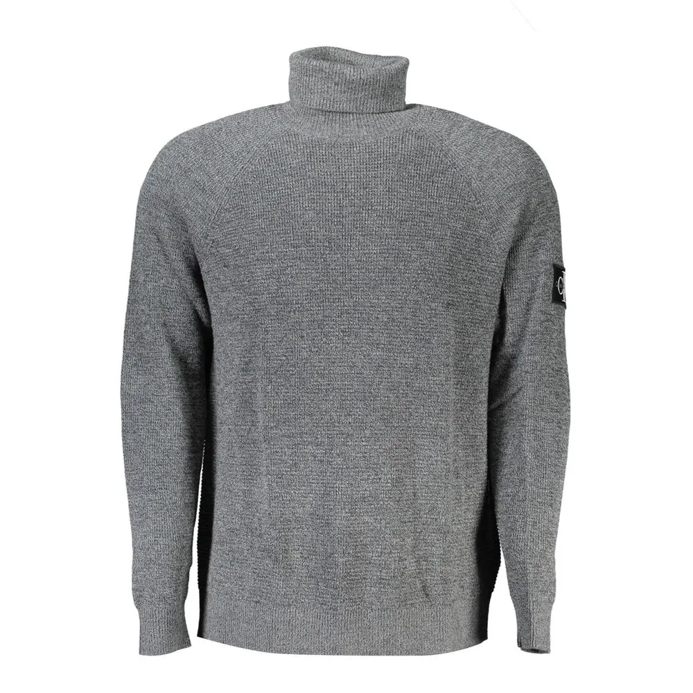 Calvin Klein Men's Elegant Gray Wool High Neck Sweater