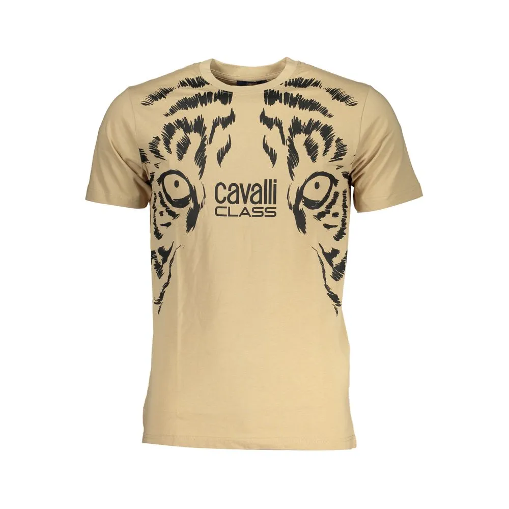 Cavalli Class Men's Beige Cotton T-Shirt
