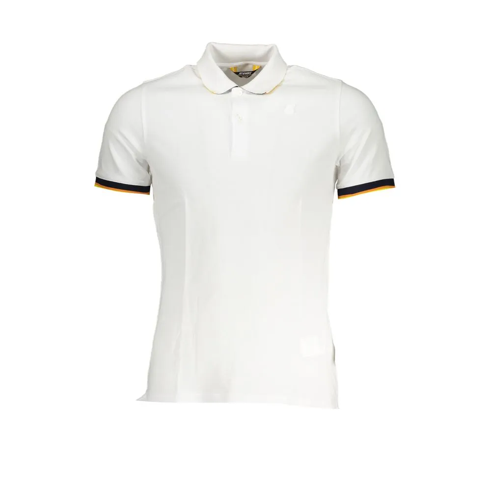 K-WAY Men's Sleek White Polo Shirt with Contrast Detail