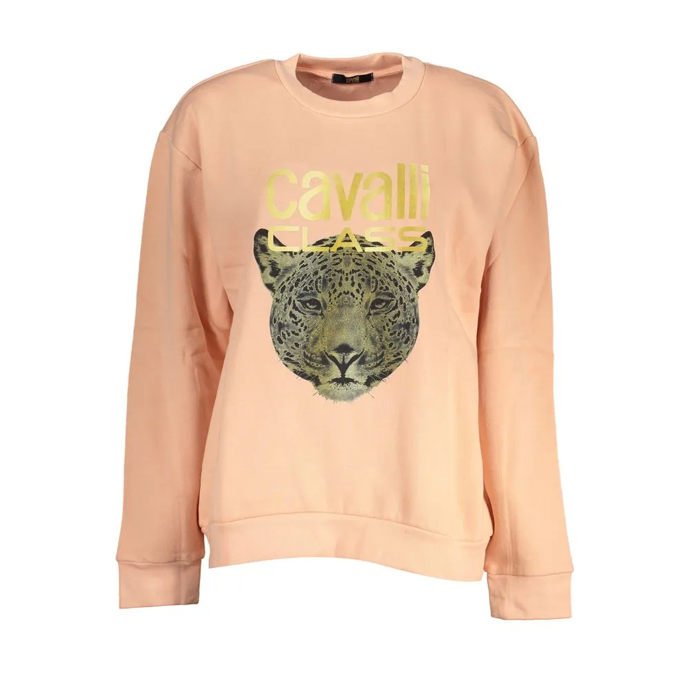 Cavalli Class Women's Chic Pink Fleece Crew Neck Sweatshirt