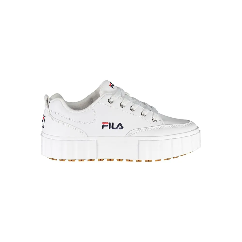 Fila Women's Chic White Wedge Sneakers with Embroidered Detail