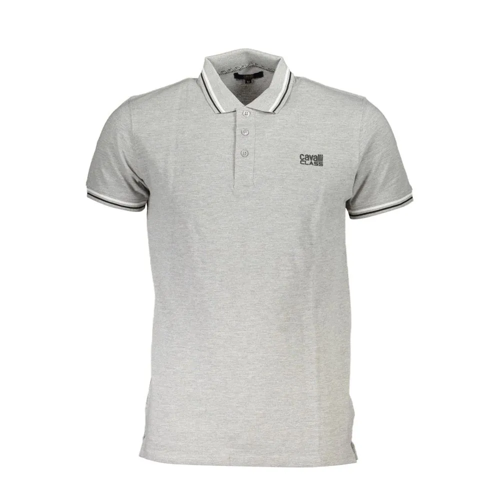 Cavalli Class Men's Gray Cotton Polo Shirt