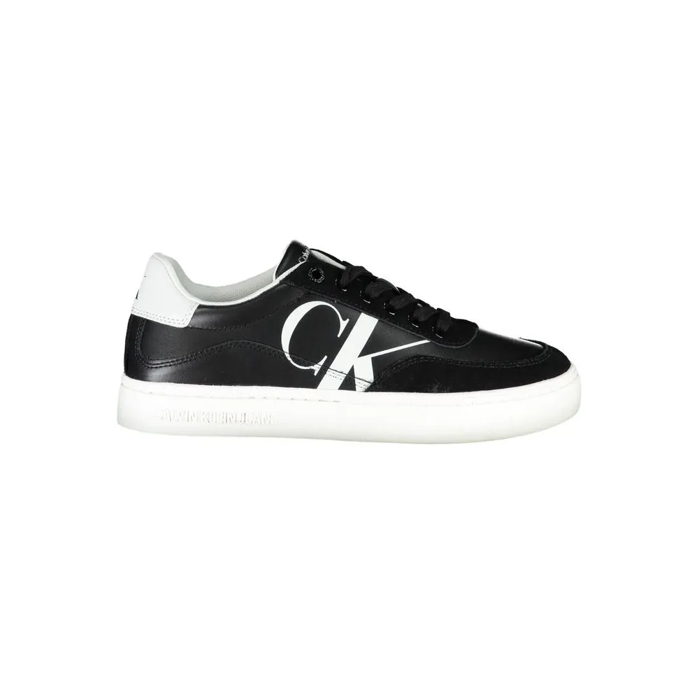 Calvin Klein Women's Sleek Black Lace-Up Sneakers With Contrast Details