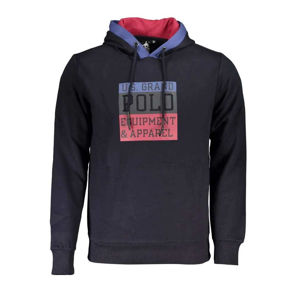 U.S. Grand Polo Men's Classic Blue Contrast Hooded Sweatshirt