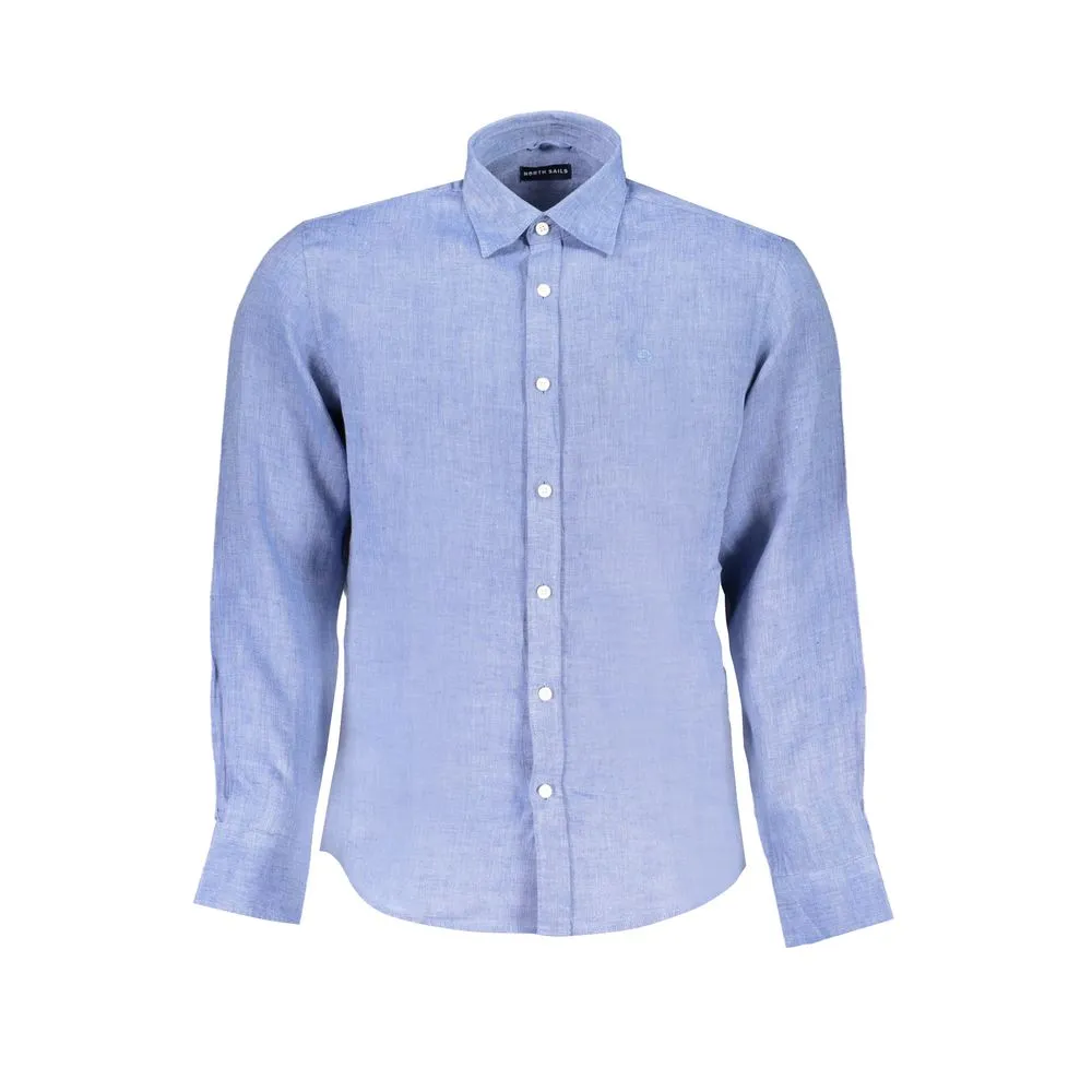North Sails Men's Blue Linen Shirt