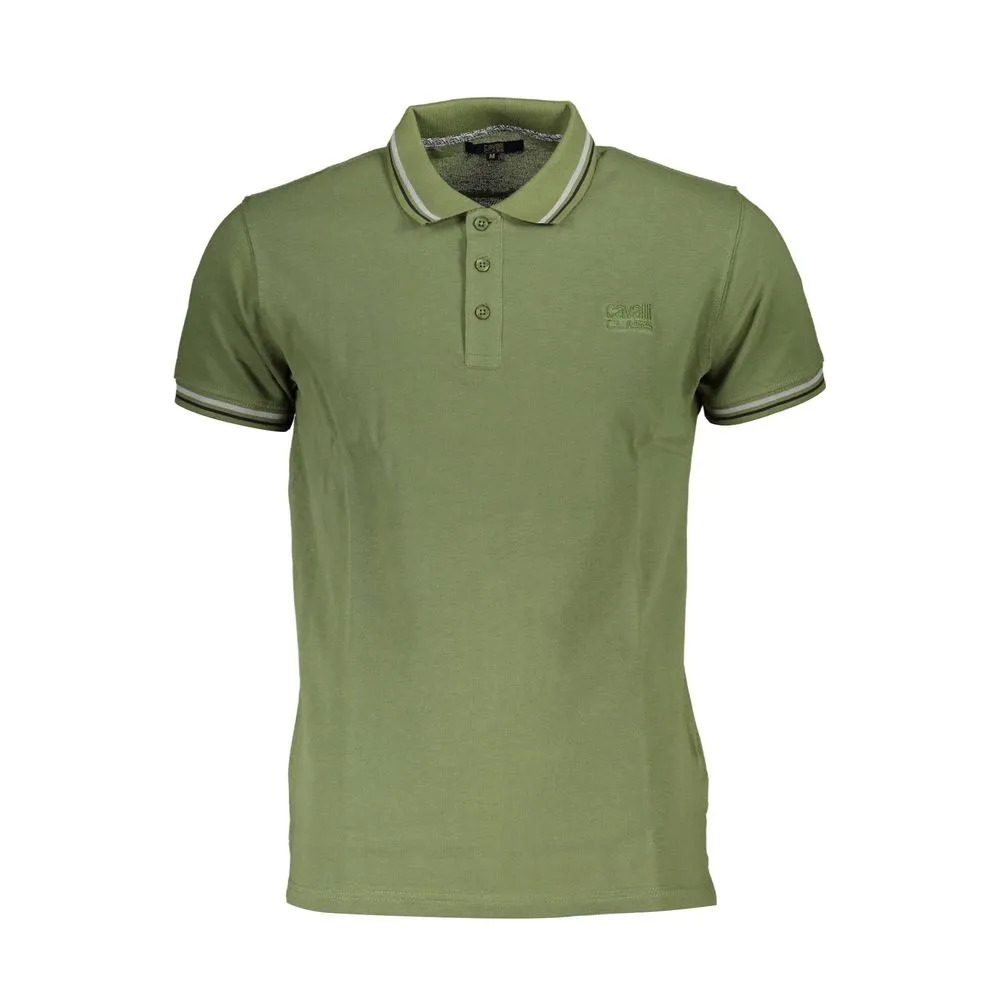 Cavalli Class Men's Green Cotton Polo Shirt