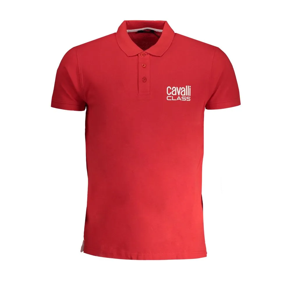 Cavalli Class Men's Red Cotton Polo Shirt