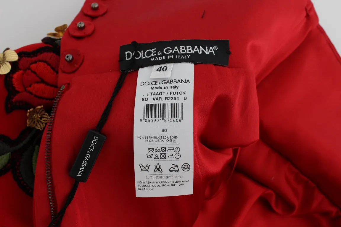 Dolce & Gabbana Women's Embroidered Silk High Waist Mini Shorts