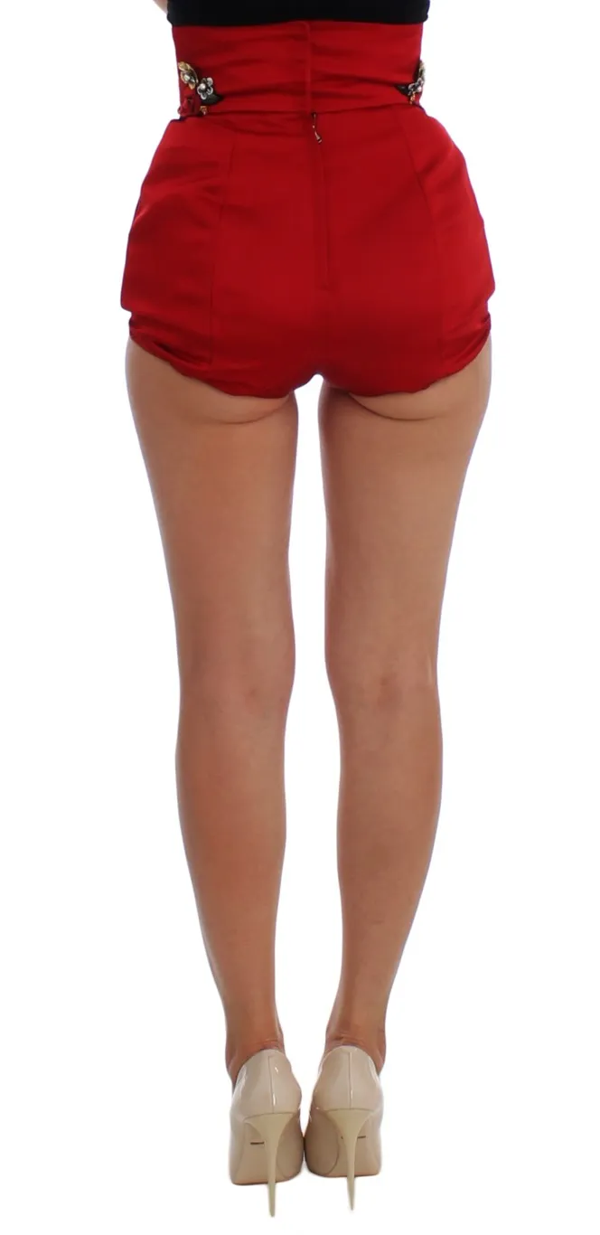 Dolce & Gabbana Women's Enchanted Sicily Crystal-Embellished Silk Shorts