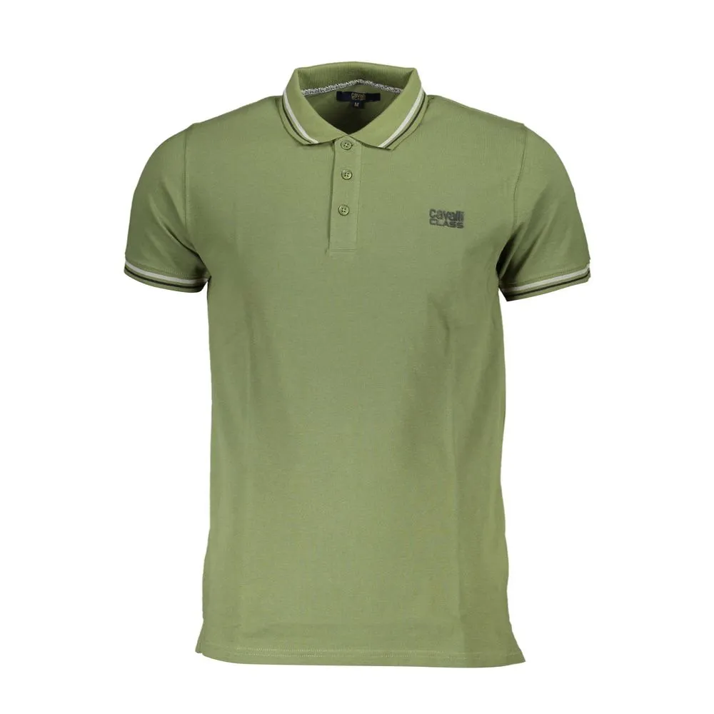 Cavalli Class Men's Green Cotton Polo Shirt