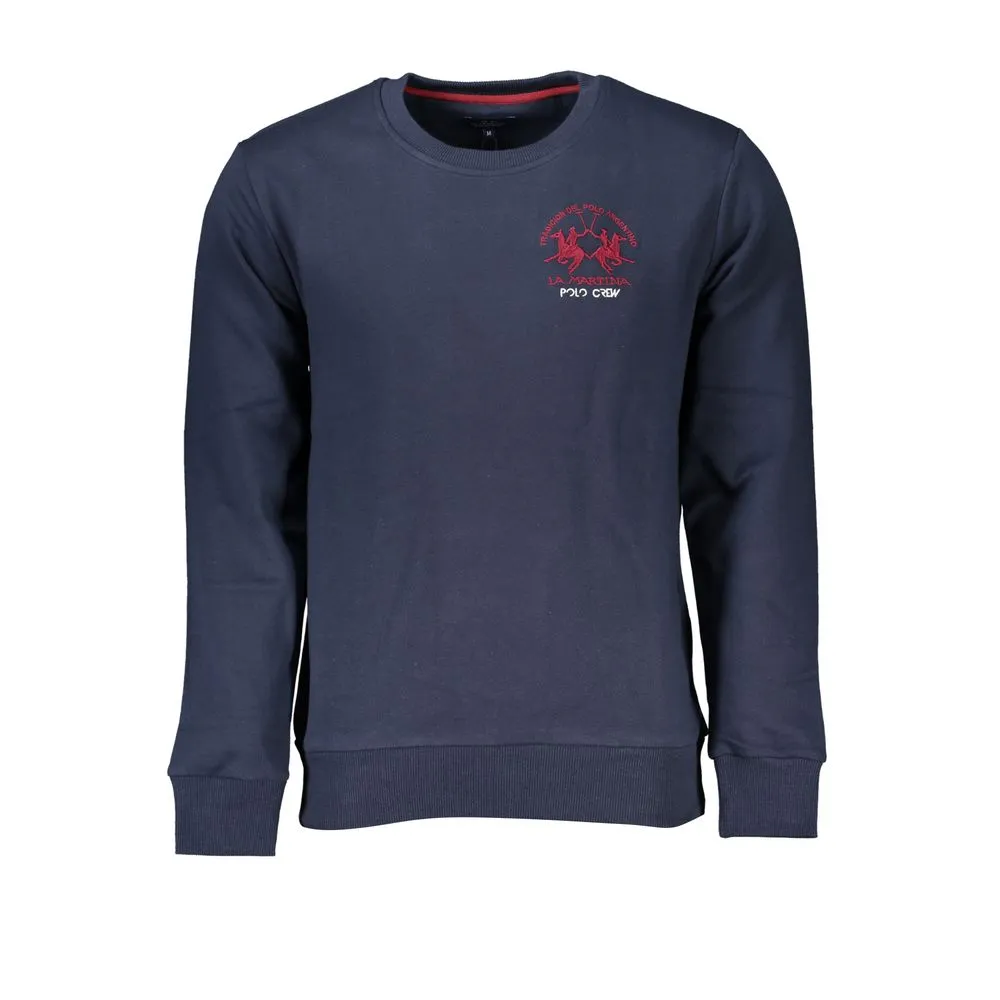 La Martina Men's Chic Blue Crew Neck Embroidered Sweatshirt