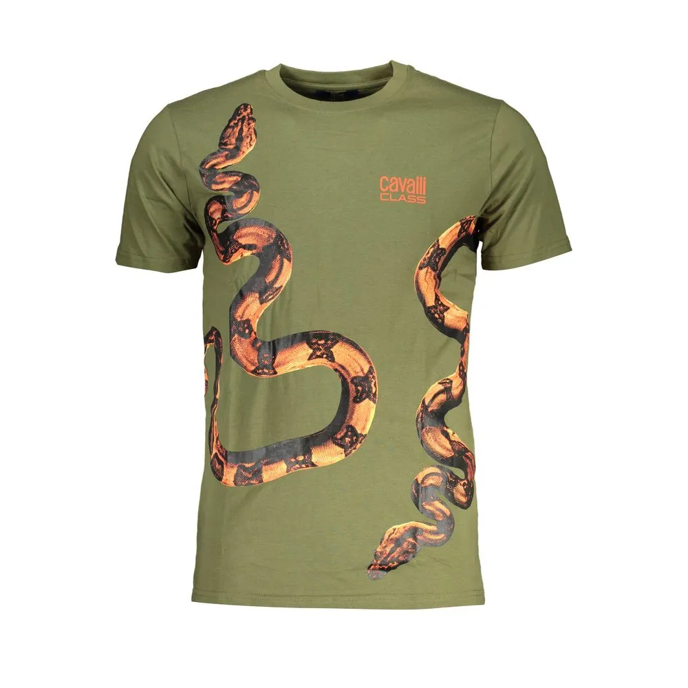 Cavalli Class Men's Green Cotton T-Shirt