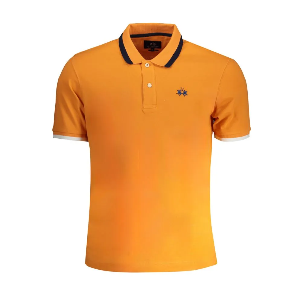 La Martina Men's Orange Cotton Polo Shirt