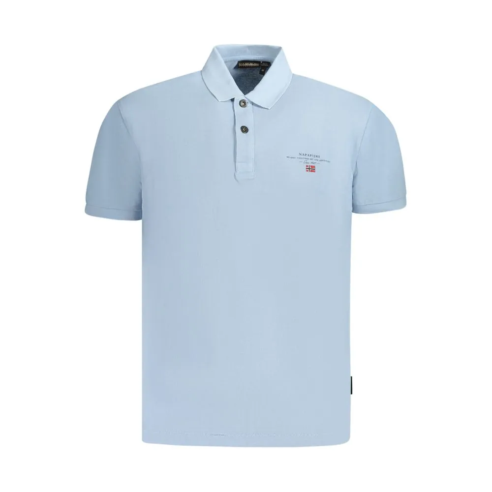 Napapijri Light Blue Cotton Men Polo Shirt