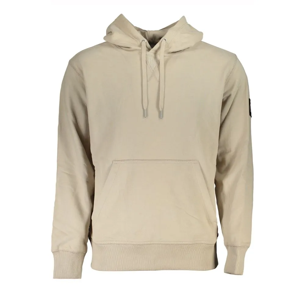 Calvin Klein Men's Beige Cotton Hooded Sweatshirt