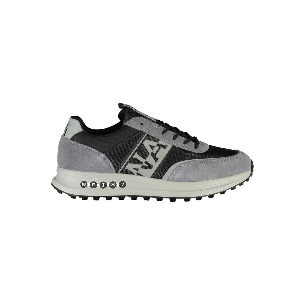 Napapijri Men's Sleek Gray Sports Sneakers with Contrast Detailing