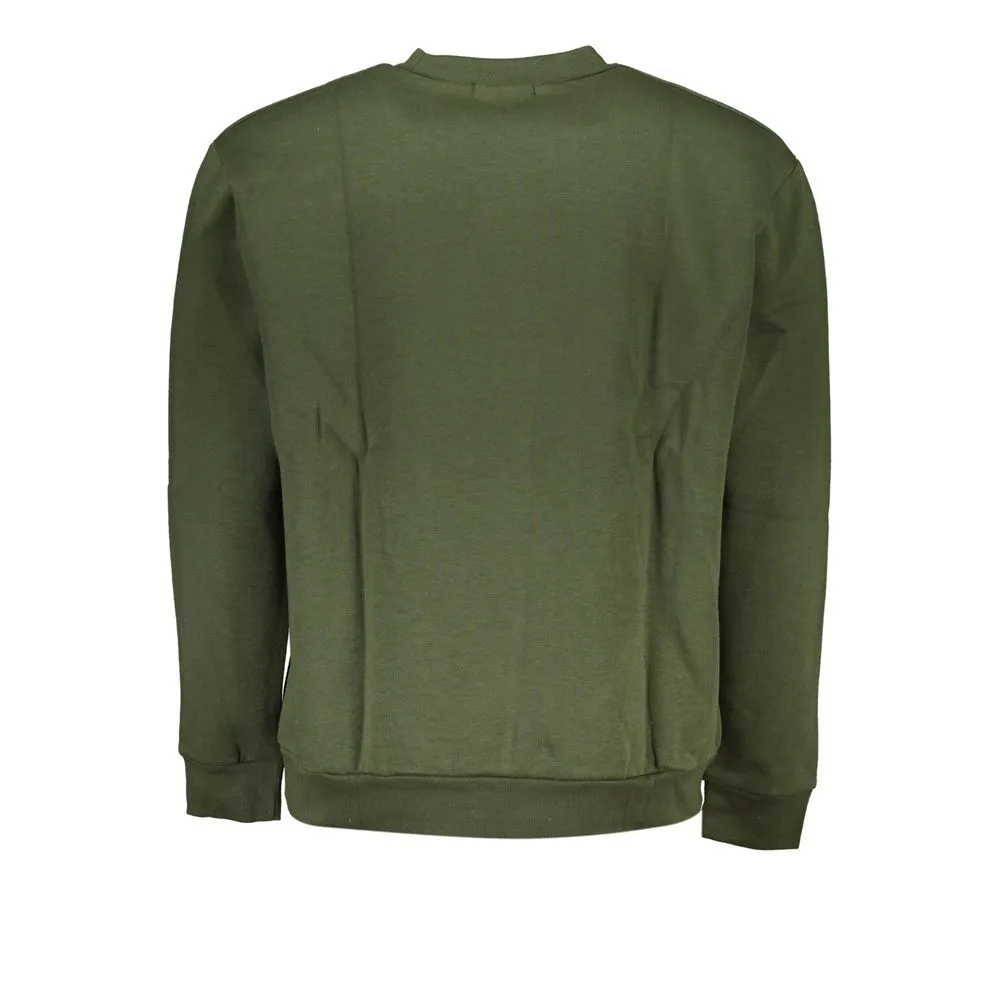 Cavalli Class Men's Elegant Green Fleece Crew Neck Sweatshirt