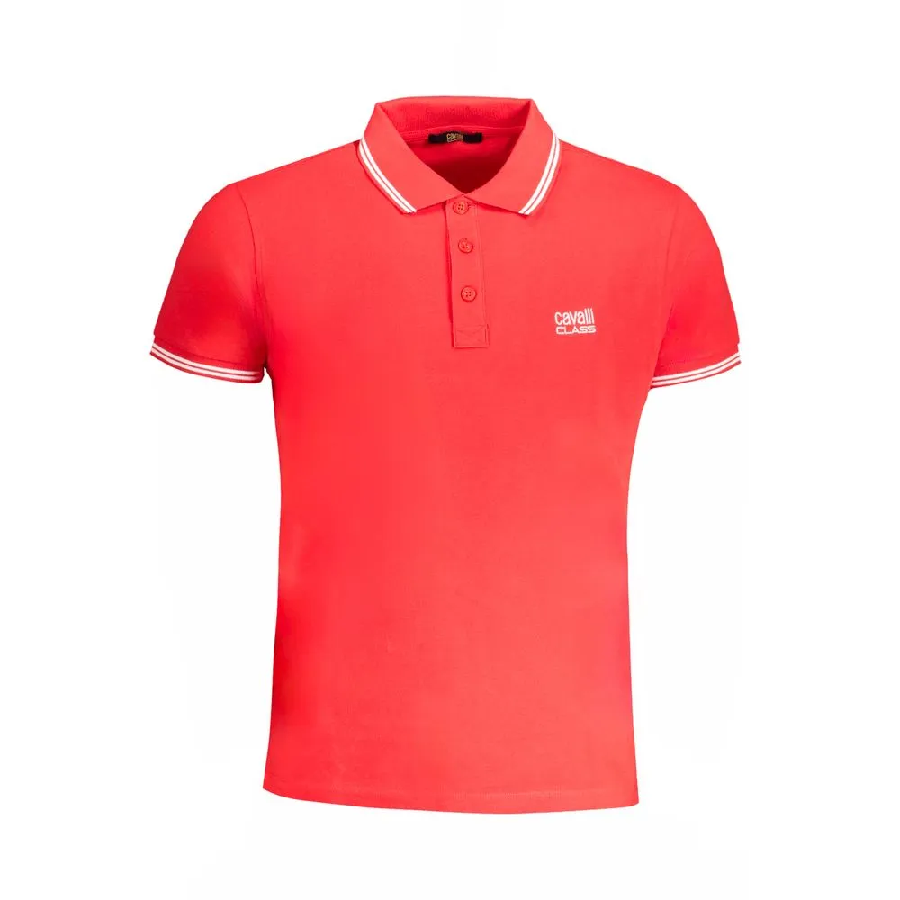 Cavalli Class Men's Red Cotton Polo Shirt