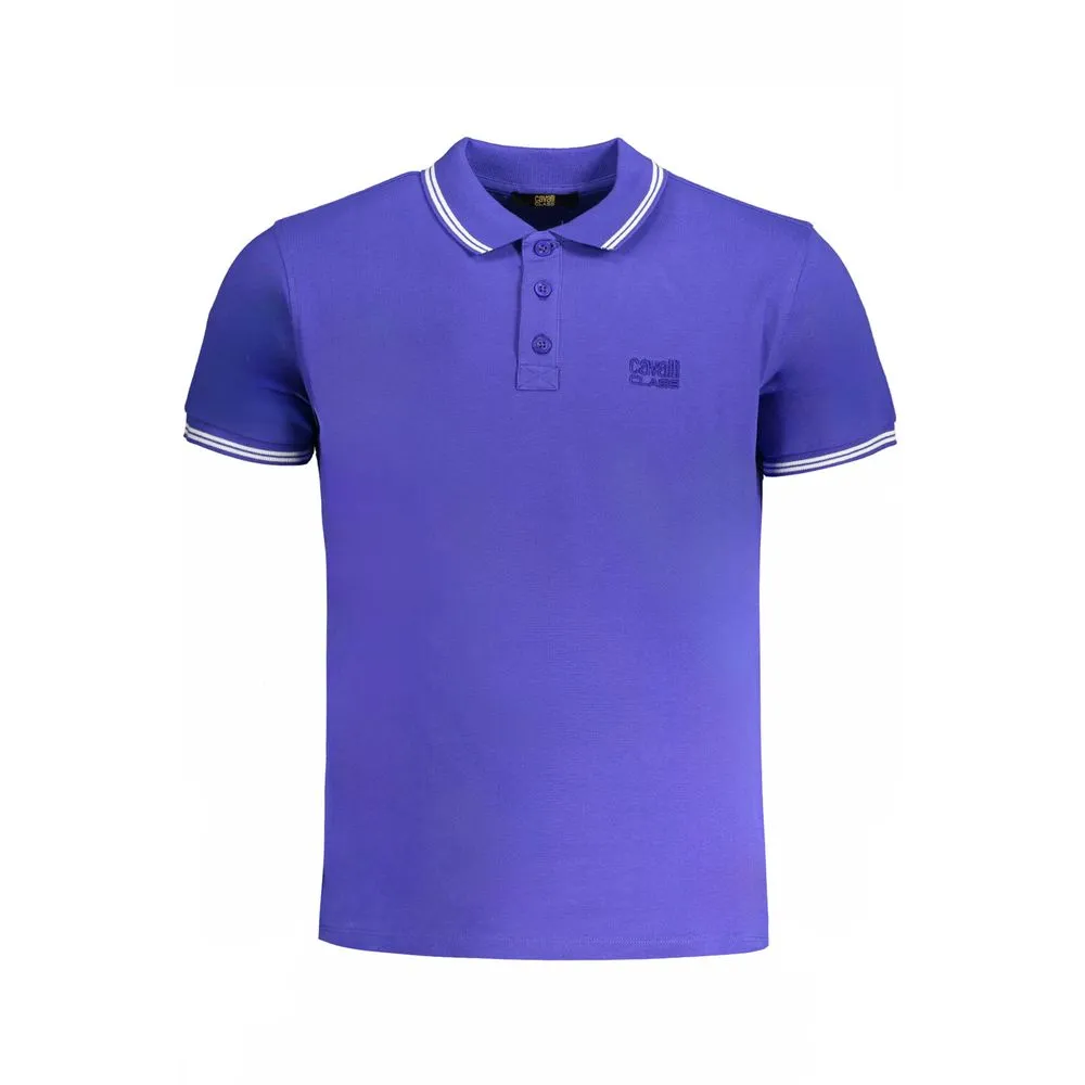 Cavalli Class Men's Blue Cotton Polo Shirt