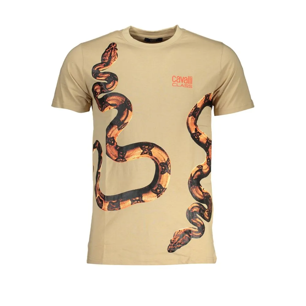 Cavalli Class Men's Beige Cotton T-Shirt