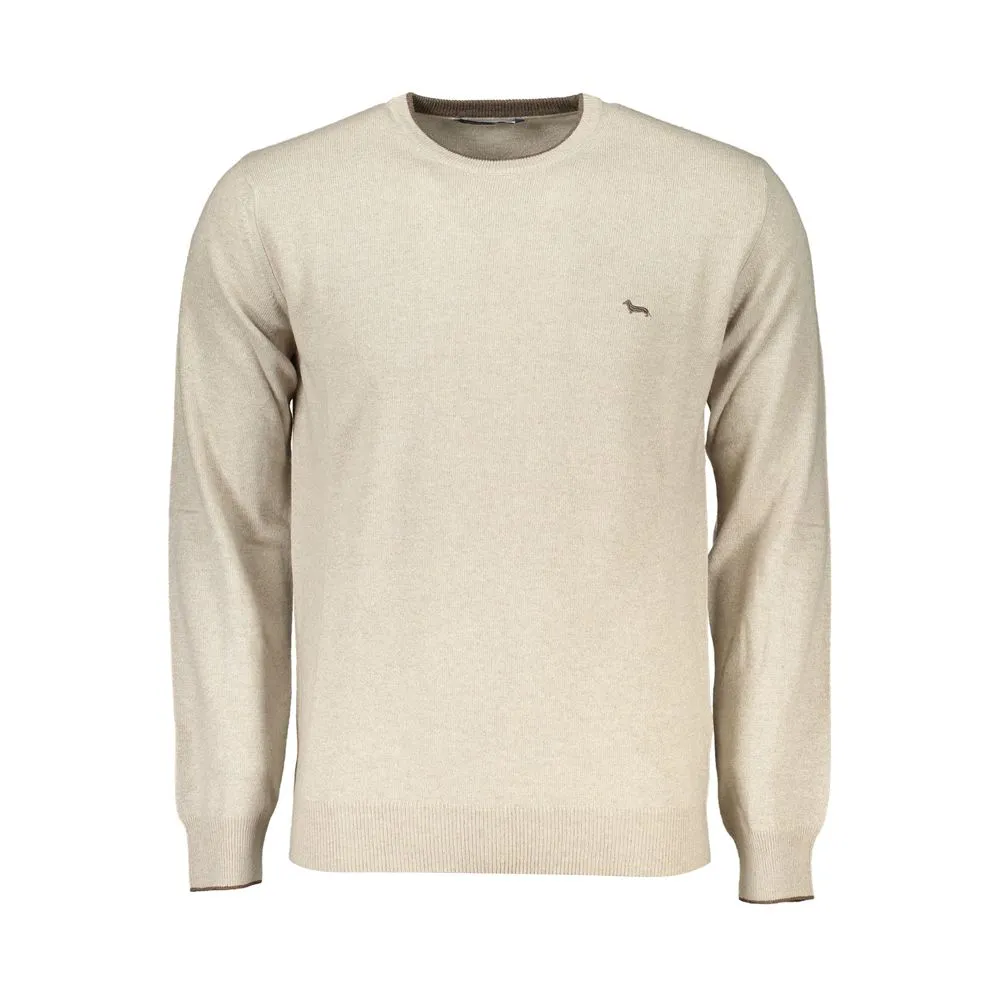 Harmont & Blaine Men's Beige Crew Neck Luxury Sweater with Embroidery
