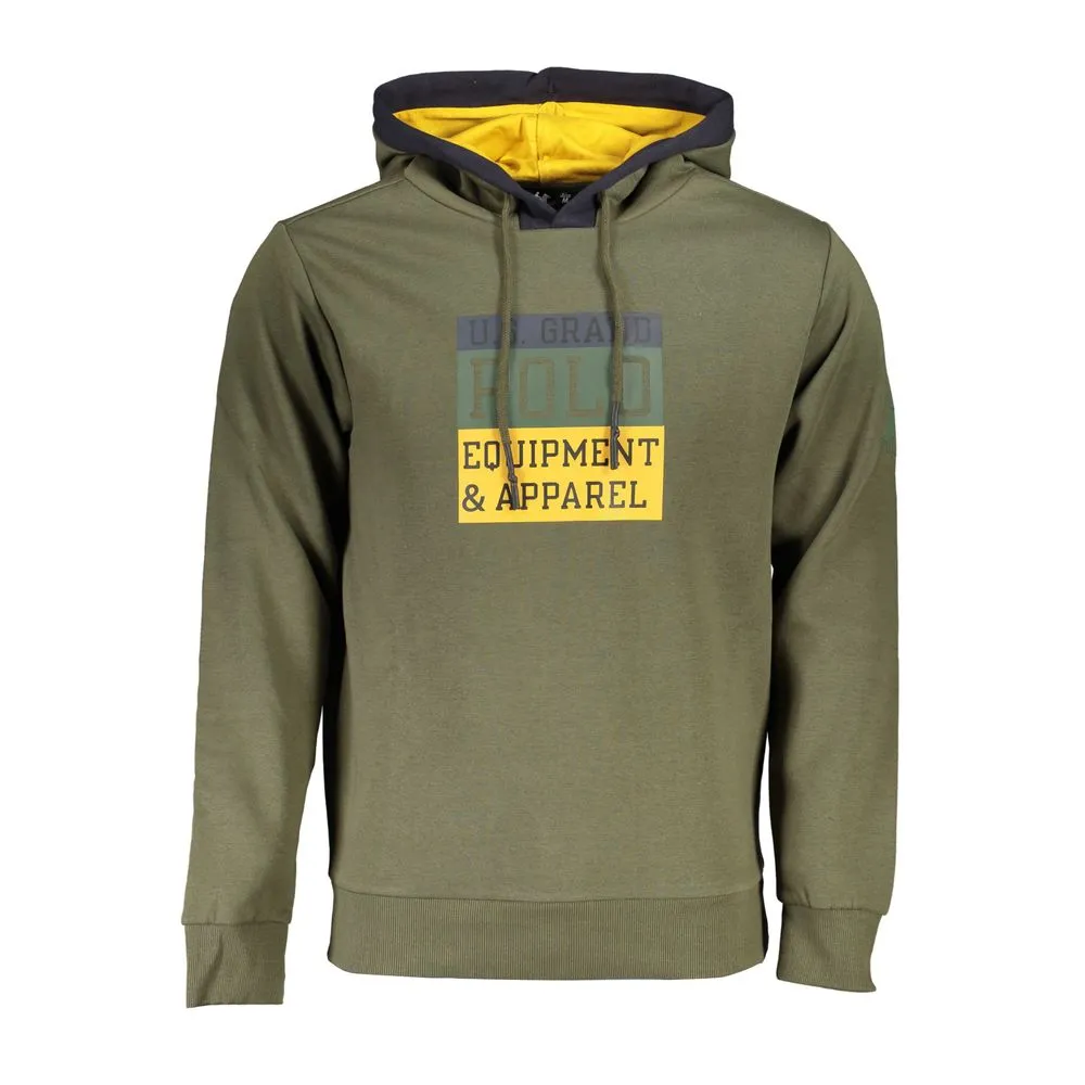 U.S. Grand Polo Men's Elegant Fleece Hooded Sweater with Contrast Details