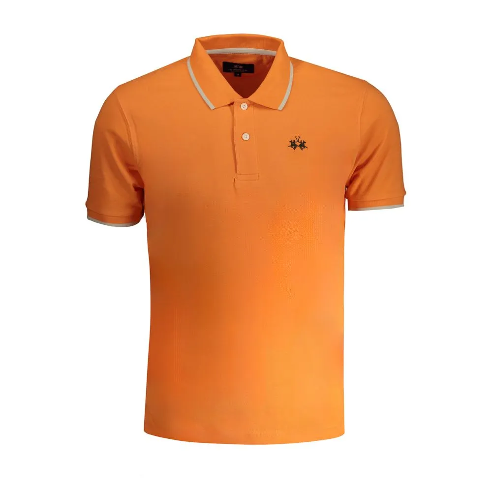 La Martina Men's Orange Cotton Polo Shirt