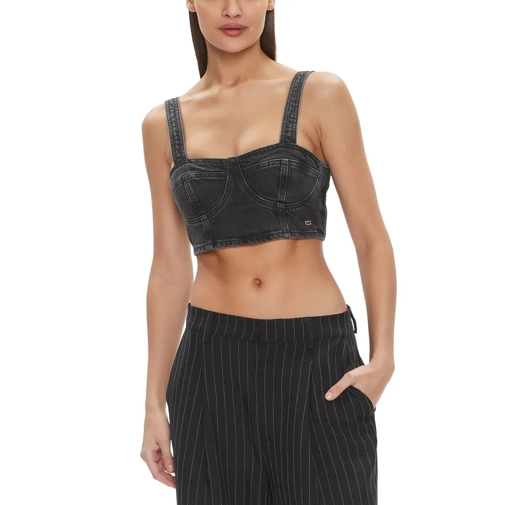 Tommy Hilfiger Jeans Women's Black Recycled Cotton Tops & T-Shirt