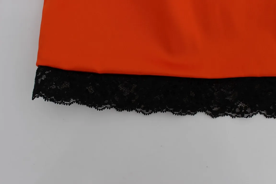 Dolce & Gabbana Women's Orange High-Waist Lace Pencil Skirt