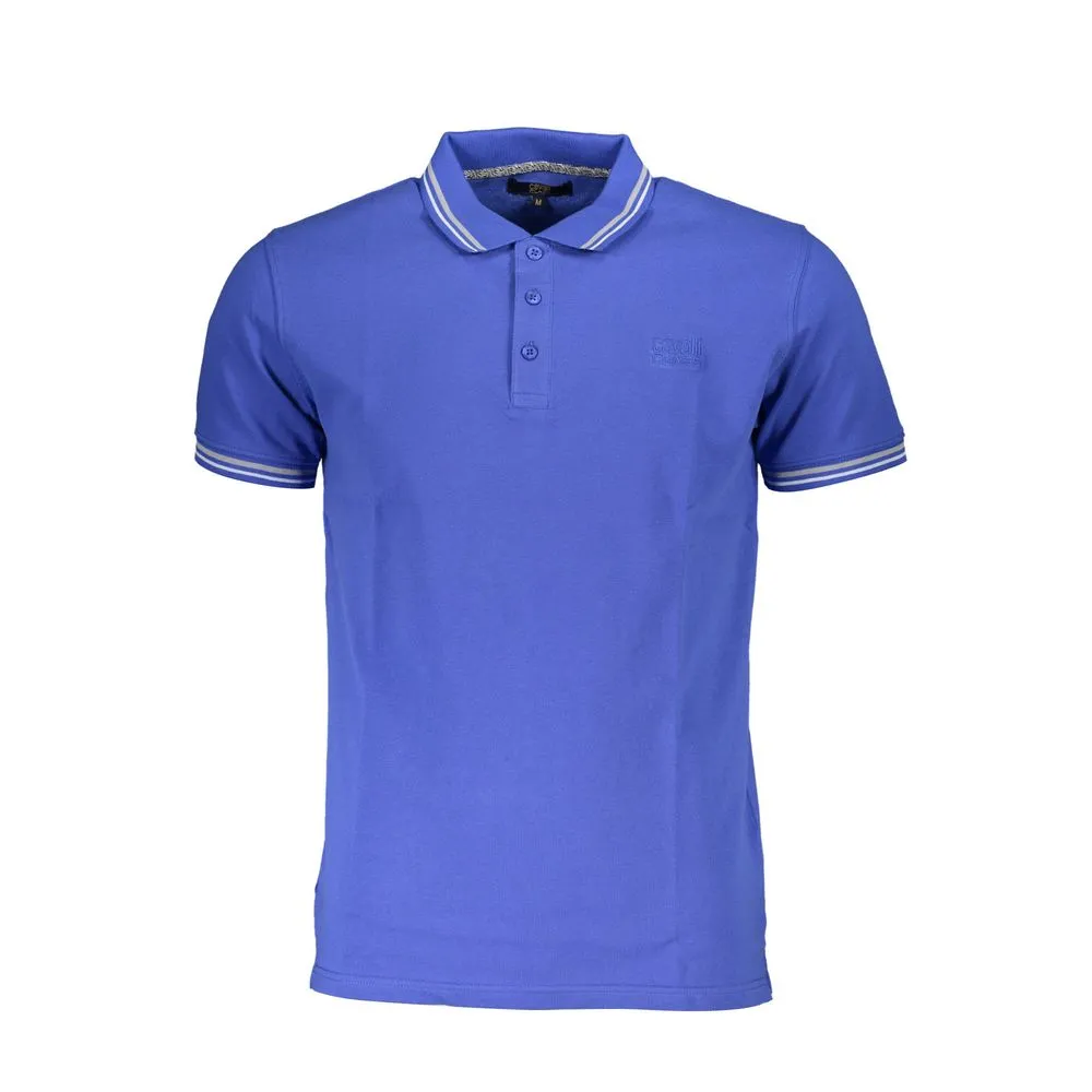 Cavalli Class Men's Blue Cotton Polo Shirt