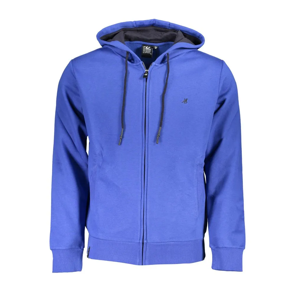 U.S. Grand Polo Men's Elegant Hooded Zip Sweatshirt in Blue