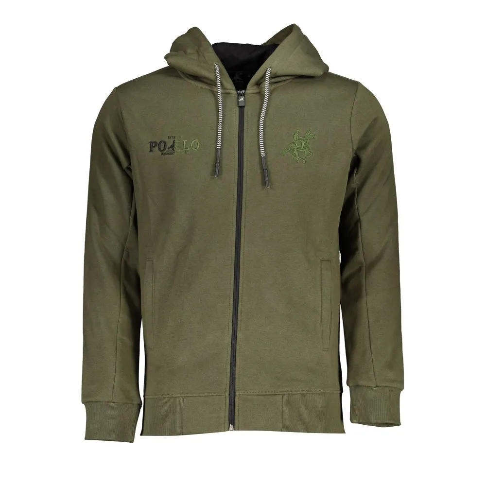 U.S. Grand Polo Men's Elegant Green Hooded Long-Sleeve Sweatshirt