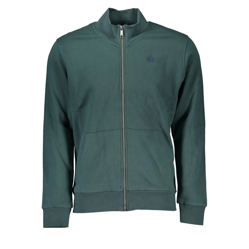 La Martina Men's Elegant Green Fleece Sweatshirt with Embroidery