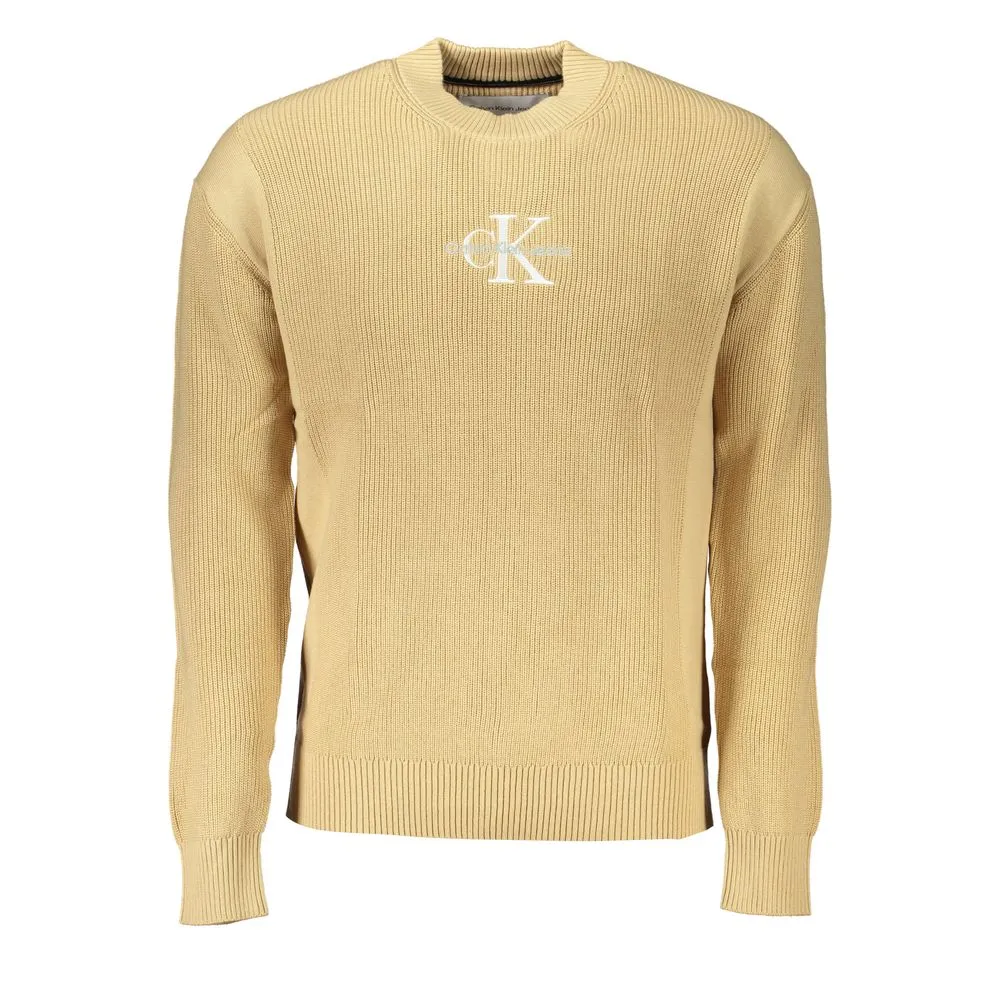 Calvin Klein Men's Chic Beige Crew Neck Cotton Sweater
