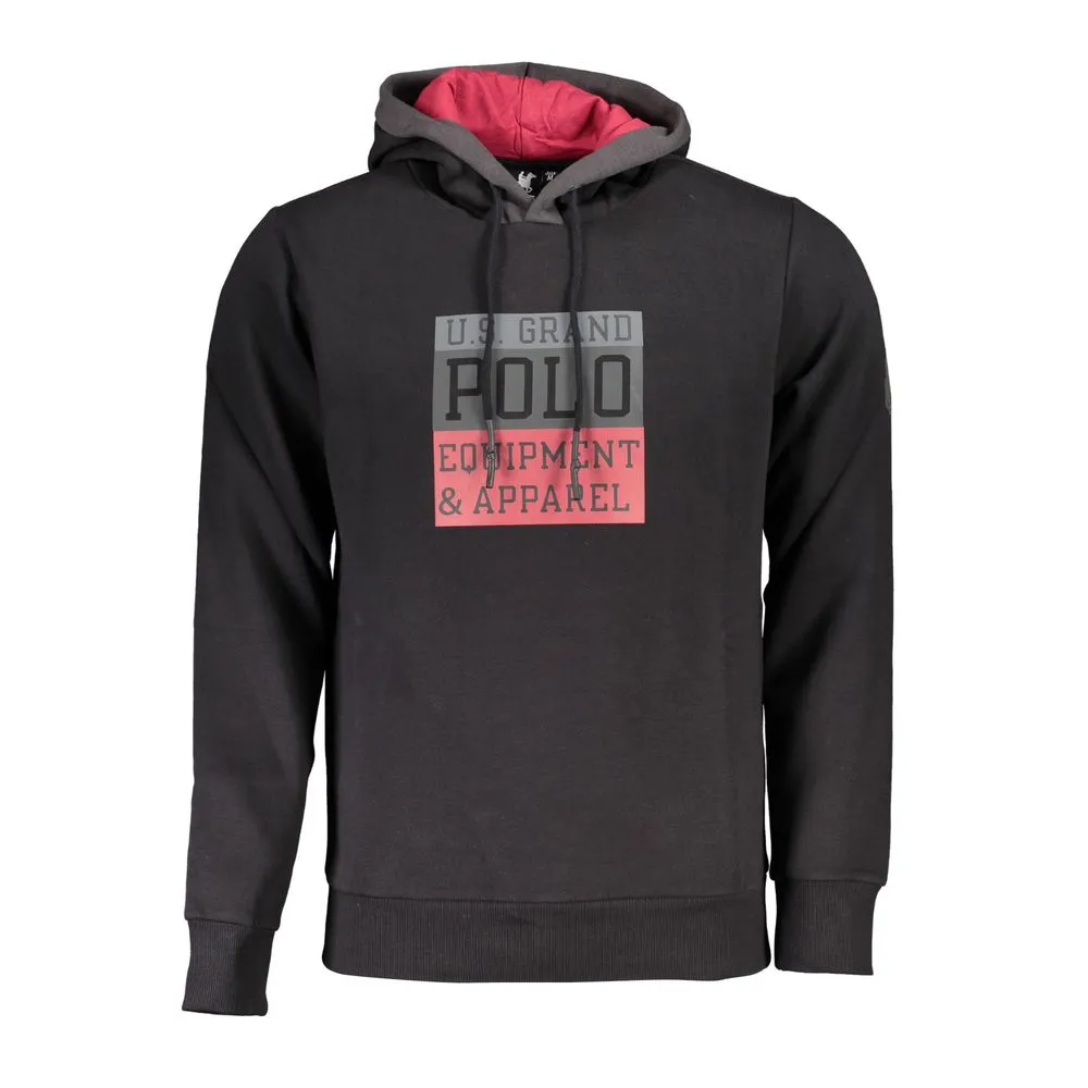 U.S. Grand Polo Men's Sleek Hooded Fleece Sweatshirt with Contrast Details