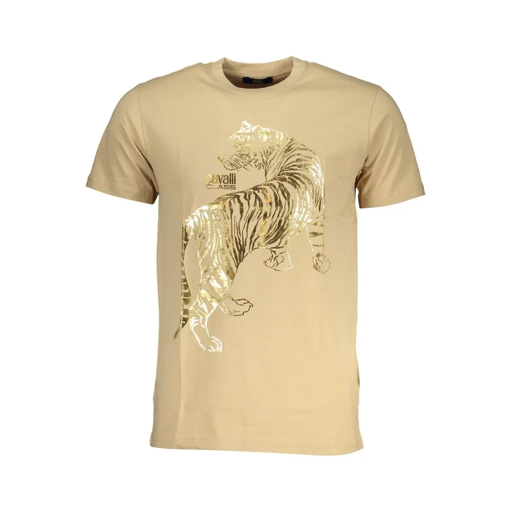 Cavalli Class Men's Beige Cotton T-Shirt