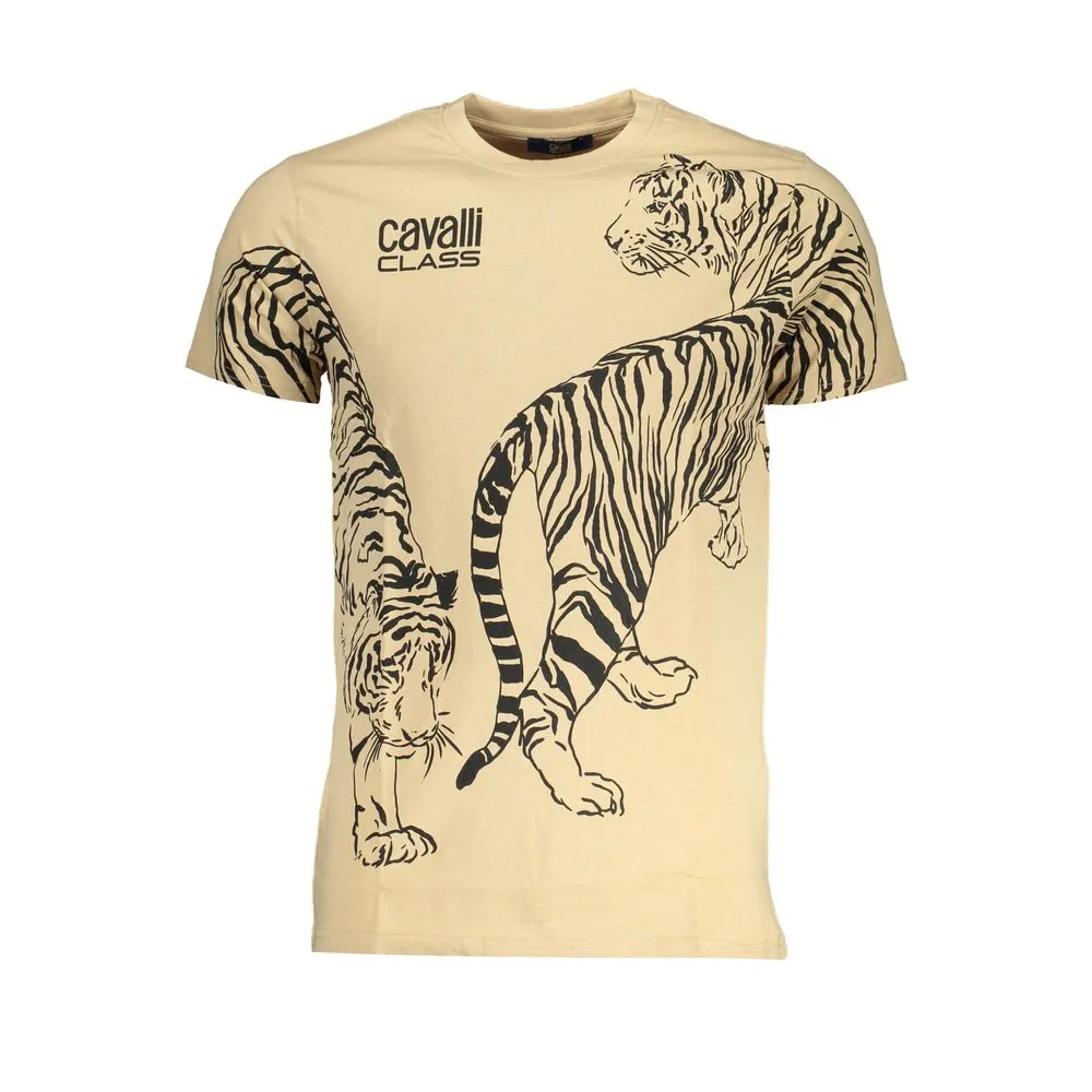 Cavalli Class Men's Beige Cotton T-Shirt