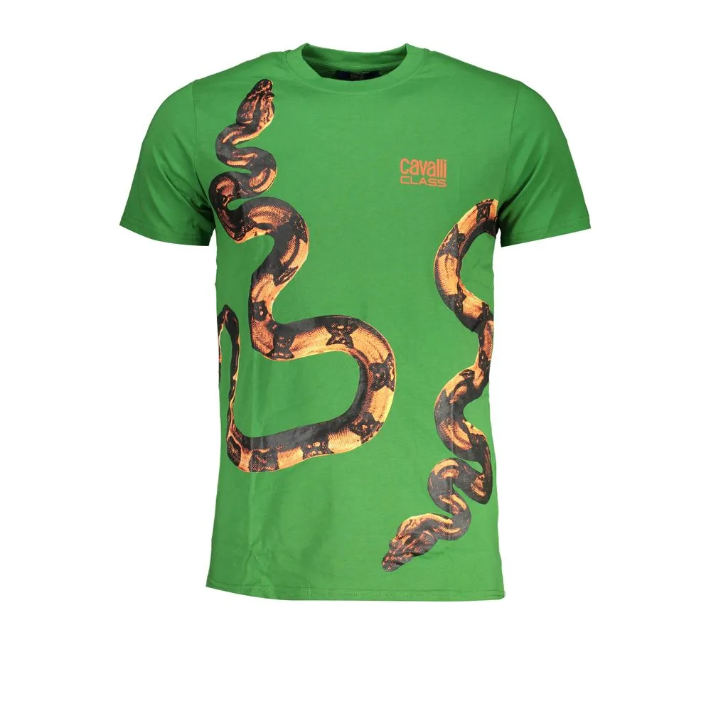Cavalli Class Men's Green Cotton T-Shirt