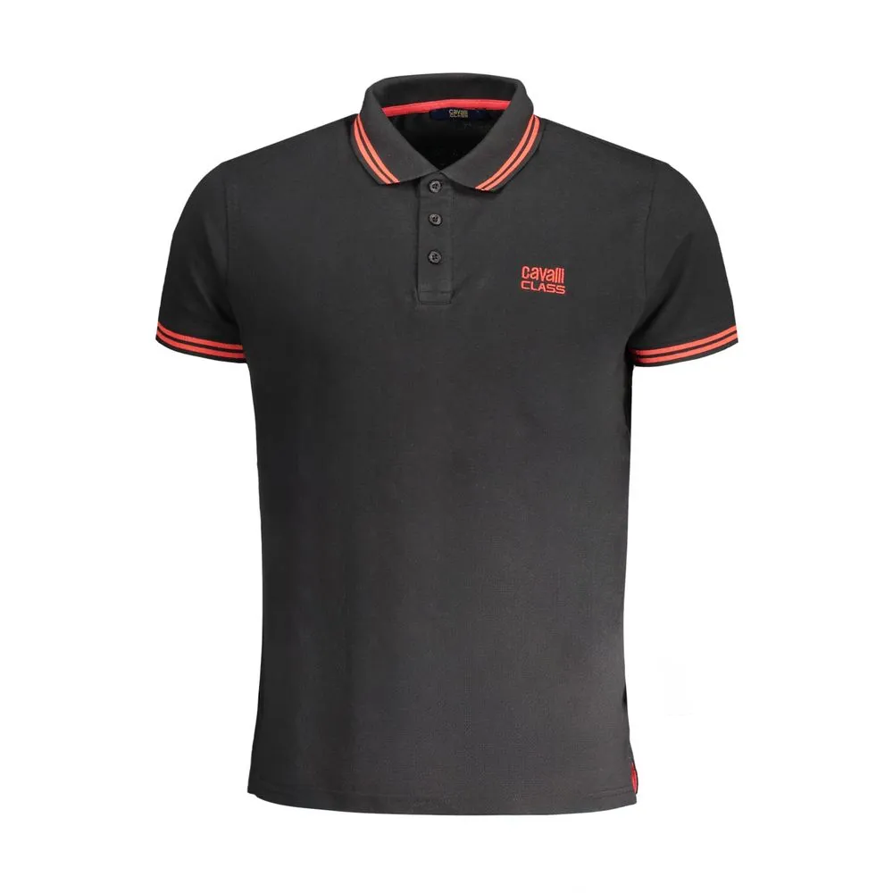 Cavalli Class Men's Black Cotton Polo Shirt