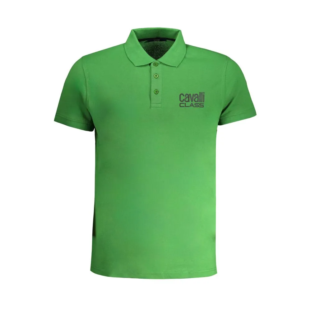 Cavalli Class Men's Green Cotton Polo Shirt
