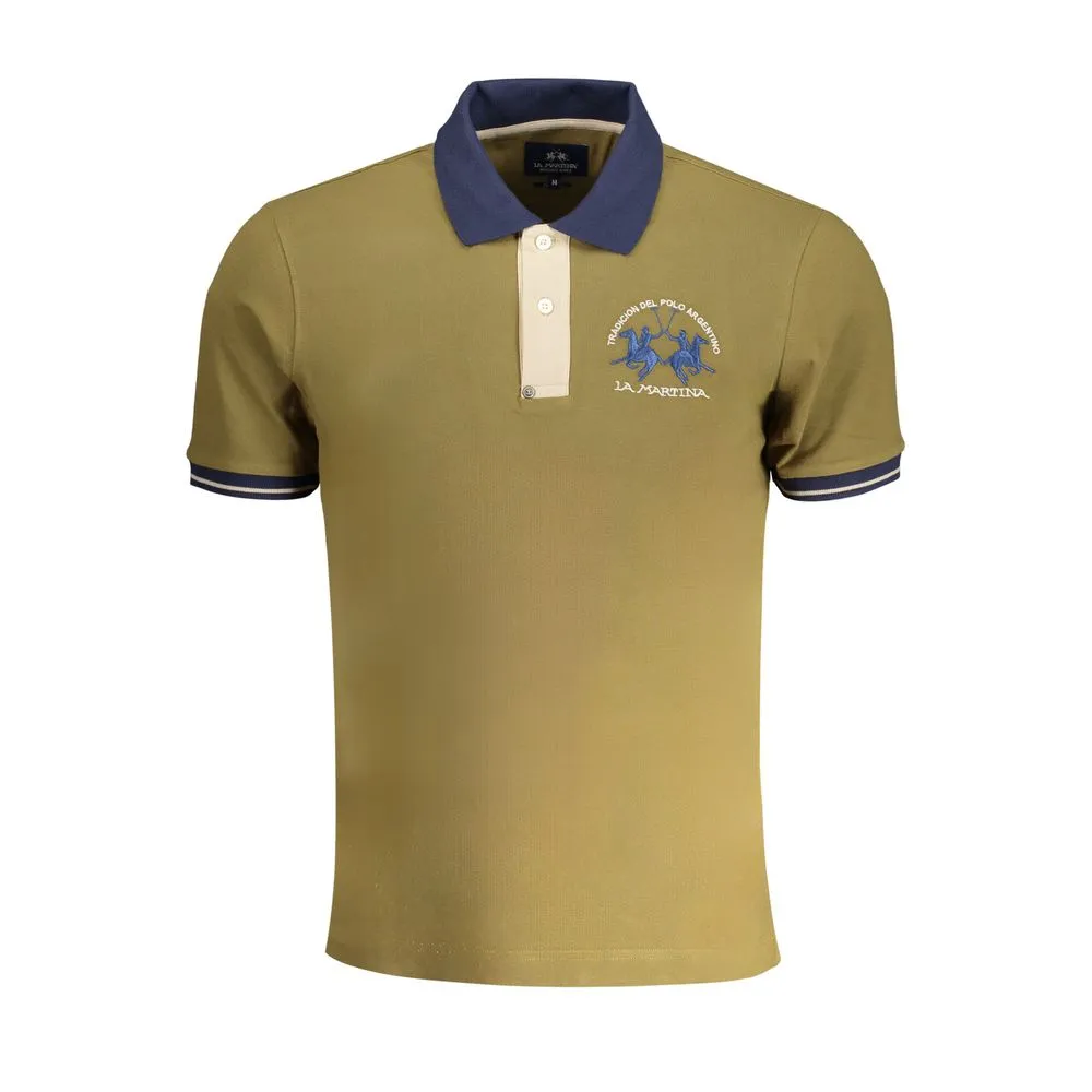 La Martina Men's Green Cotton Polo Shirt