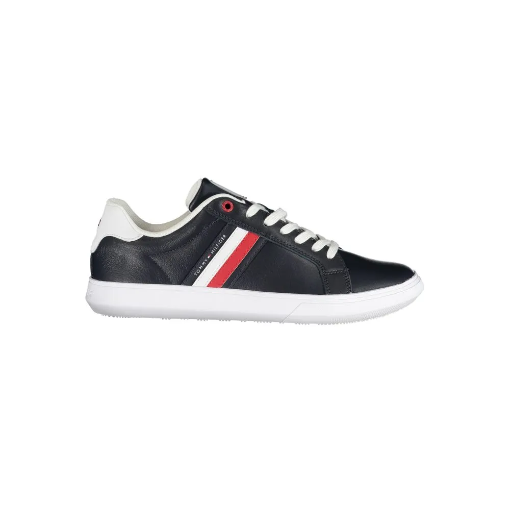 Tommy Hilfiger Men's Sleek Blue Lace-Up Sneakers with Contrast Details