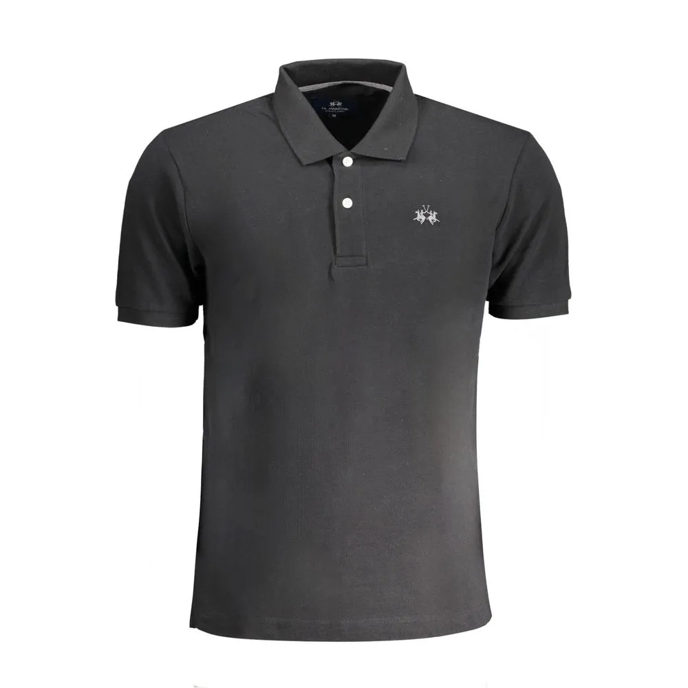 La Martina Men's Black Cotton Polo Shirt