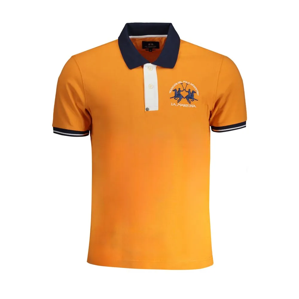 La Martina Men's Orange Cotton Polo Shirt