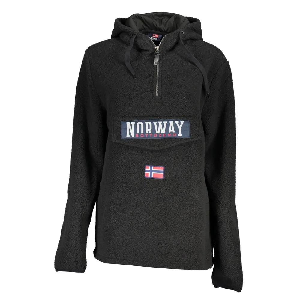 Norway 1963 Women's Elegant Black Half Zip Hooded Sweatshirt