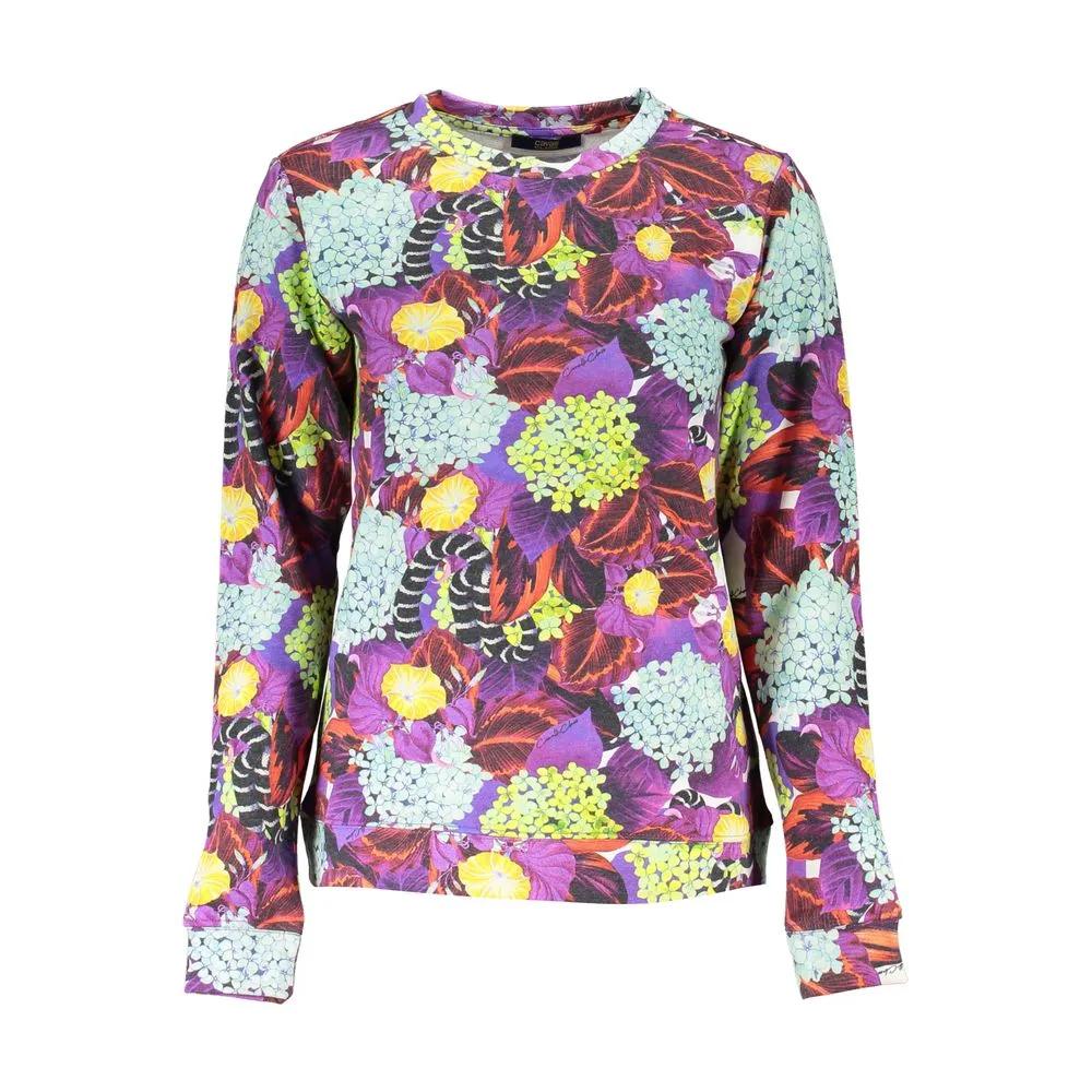Cavalli Class Women's Elegant Purple Crew Neck Sweater