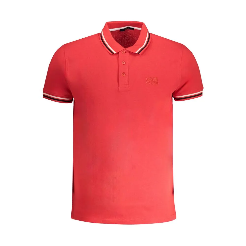 Cavalli Class Men's Red Cotton Polo Shirt