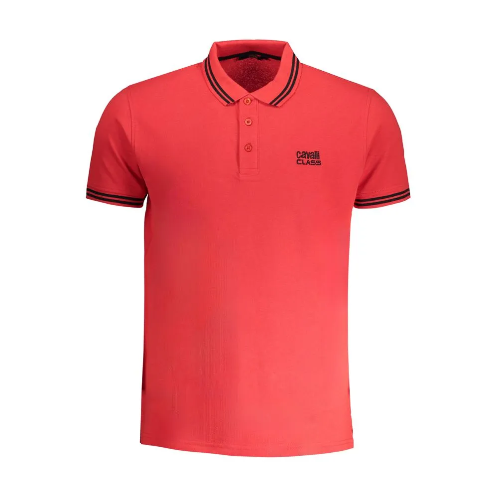 Cavalli Class Men's Red Cotton Polo Shirt